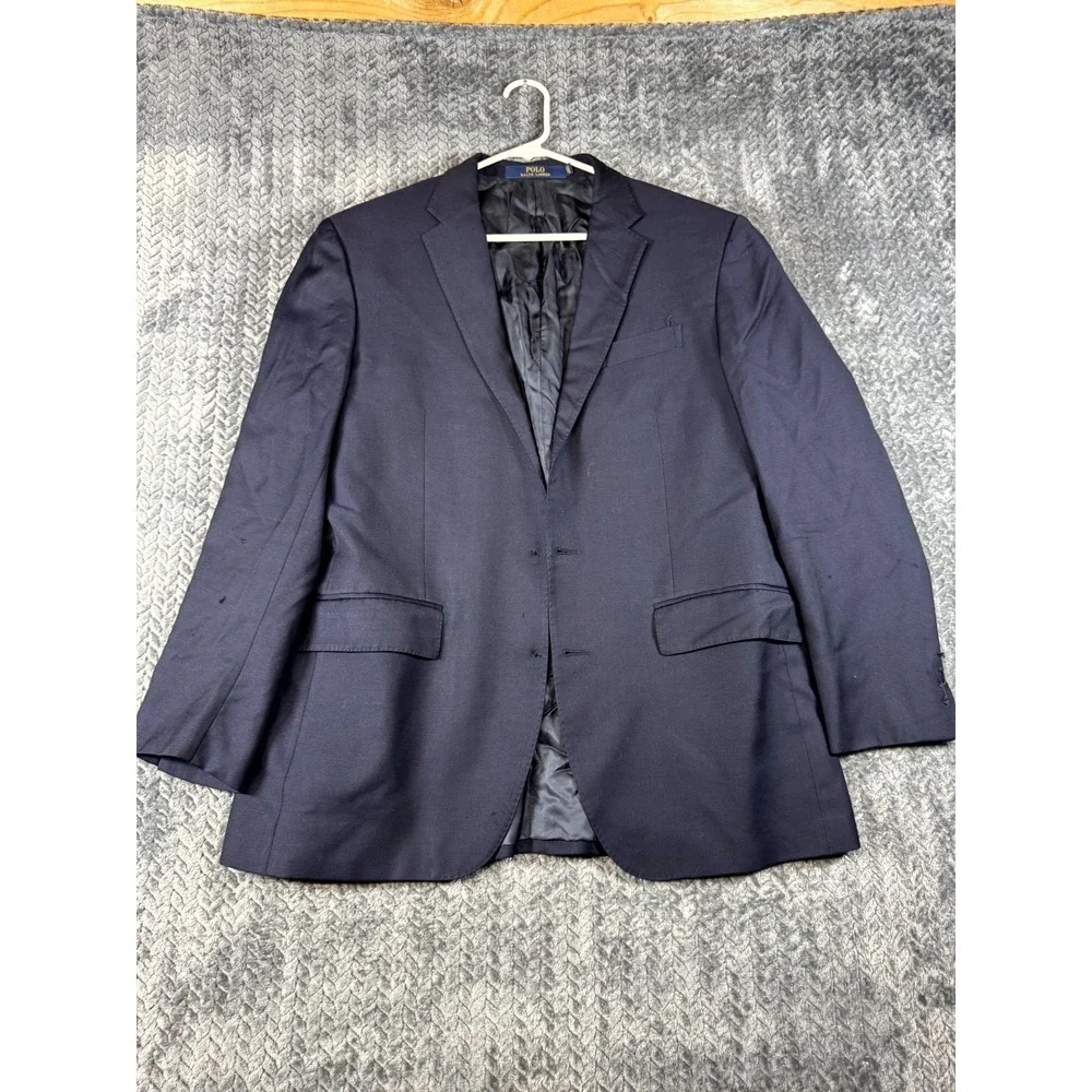 Polo Ralph Lauren Blazer Jacket Mens Blue Single Breasted Custom Fit Notch Lapel